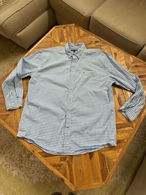 Tommy Hilfiger Light Blue and White Gingham Button-Down Shirt